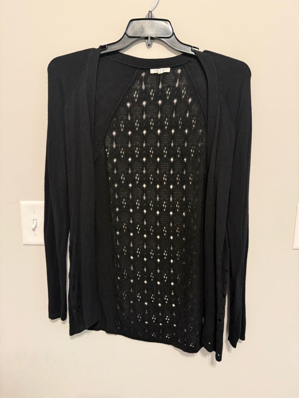 Maurices Black Open-Knit Lightweight Cardigan
